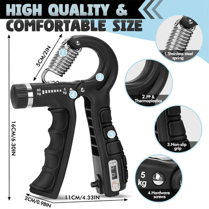 Adjustable 5–60Kg Heavy Hand Gripper – Fitness Hand Exerciser & Wrist Strengthener for Finger Training and Recovery