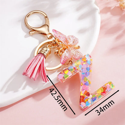 A-Z Letter Pendant Keychain - Tassel Key Ring Charm for Women & DIY Jewelry Making