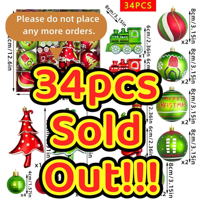 34/12/9PCS Grinch Christmas Ball Ornament Set – Green Monster Xmas Tree Decorations for Holiday Home Decor