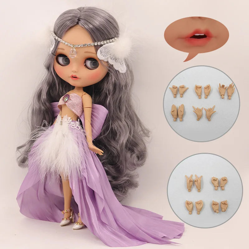 ICY DBS Blyth Doll – 1/6 Joint Body BJD Anime Girl with Tan Skin, Matte Face & Pouting Mouth OOAK OB24