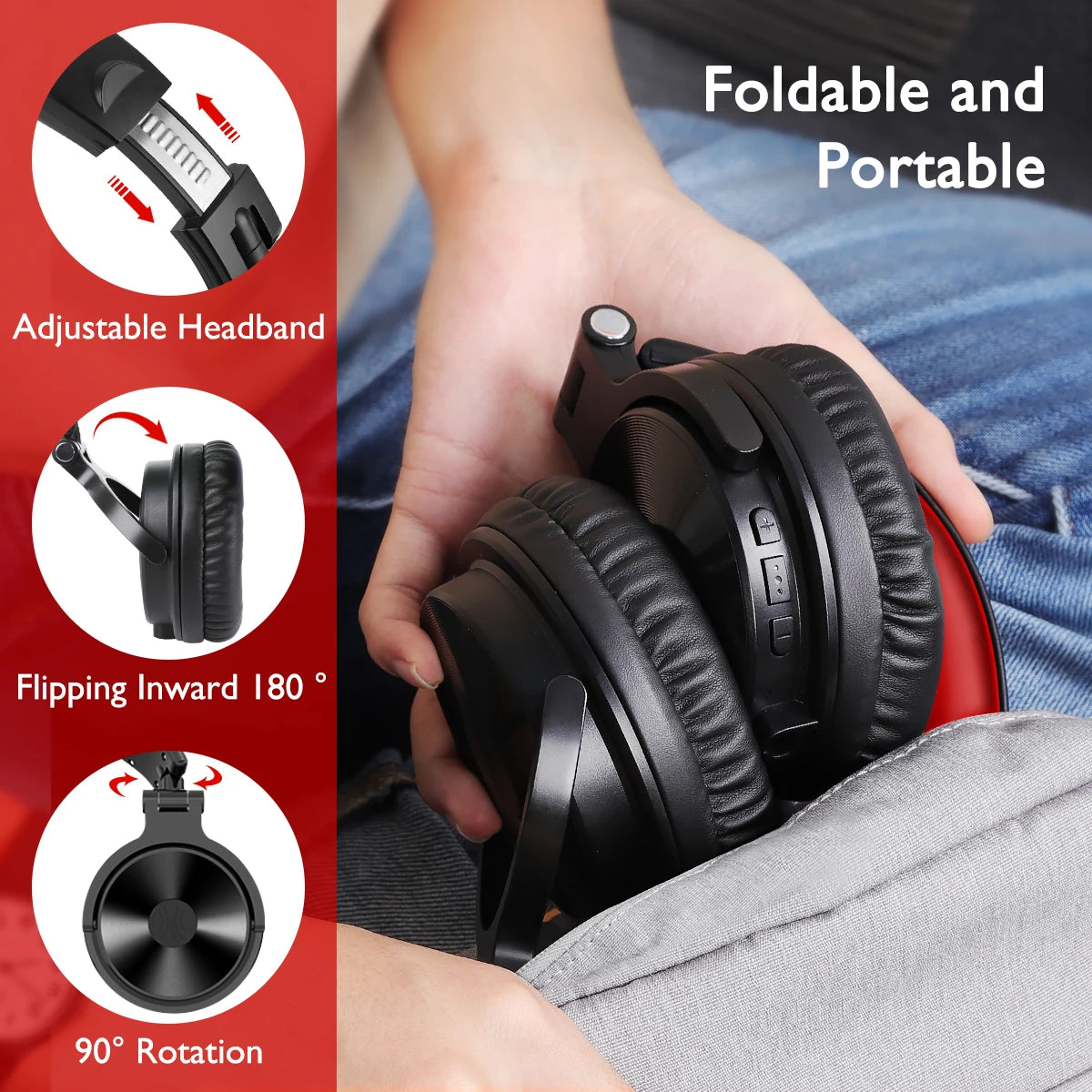 OneOdio 2-in-1 Wireless & Wired Headset – 110H Bluetooth 5.2 Gaming Headphones with Mic for PC, PS4, Skype, Type-C