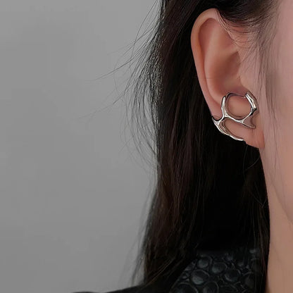 Fashion Punk Irregular Liquid Earrings – Metal Hollow Clip Earrings for Girls, Y2K Hip-Hop Party Jewelry Gifts