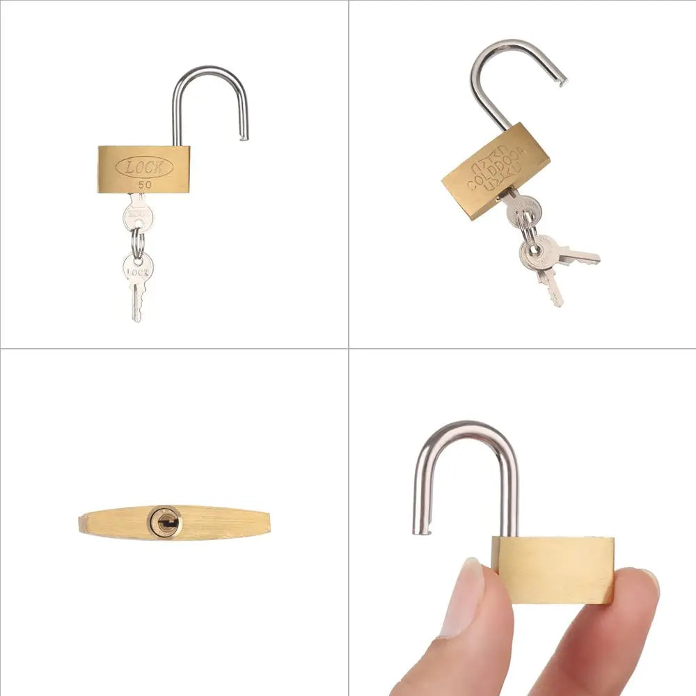 Copper Padlock Small Locks – Luggage, Case, Locker Security with 3 Keys (20mm-50mm) for Home & Hardware Use