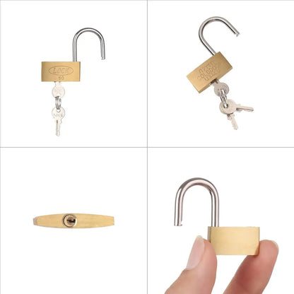 Copper Padlock Small Locks – Luggage, Case, Locker Security with 3 Keys (20mm-50mm) for Home & Hardware Use