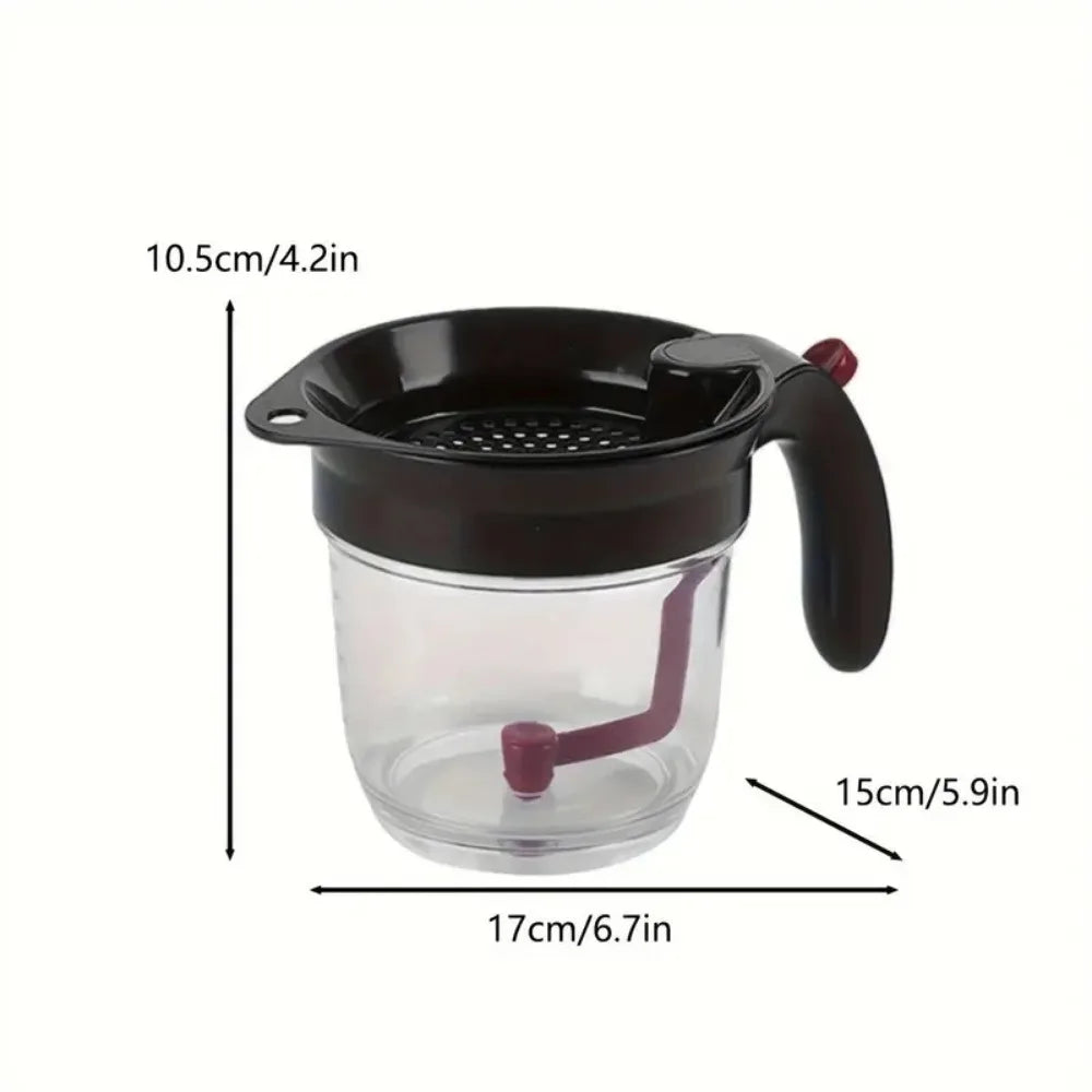 Fat Separator with Built-In Oil Strainer – Mess-Free Grease Separation Kitchen Utensil