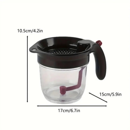 Fat Separator with Built-In Oil Strainer – Mess-Free Grease Separation Kitchen Utensil