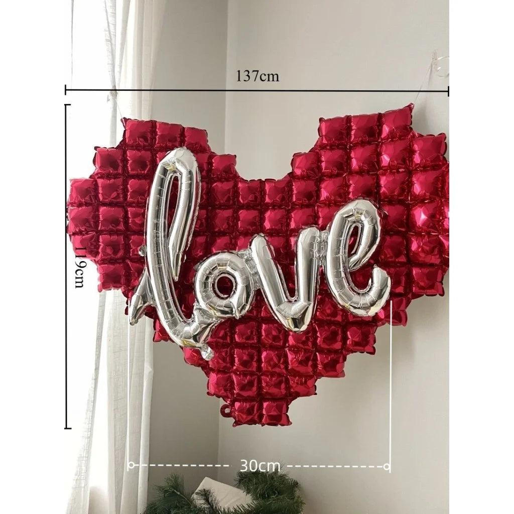 60in Standing Teddy Bear Balloon – Cute Love-Shaped Decoration for Romantic Valentine’s Day, Proposal, Wedding & Birthday Party