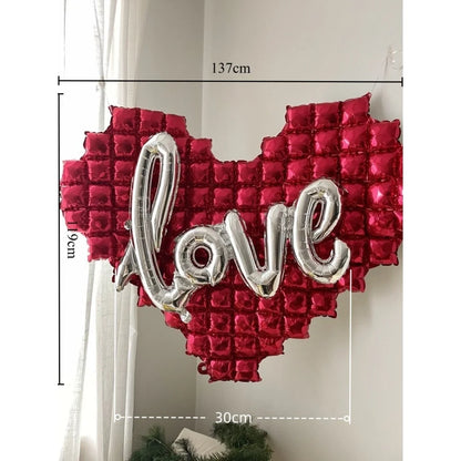 60in Standing Teddy Bear Balloon – Cute Love-Shaped Decoration for Romantic Valentine’s Day, Proposal, Wedding & Birthday Party