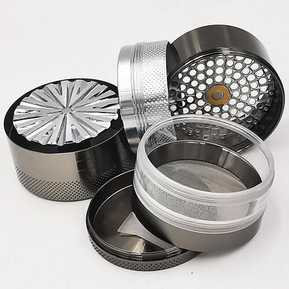55MM Toothless Metal Herb Grinder — Manual Spice Crusher with Large Capacity & Transparent Screen Catcher