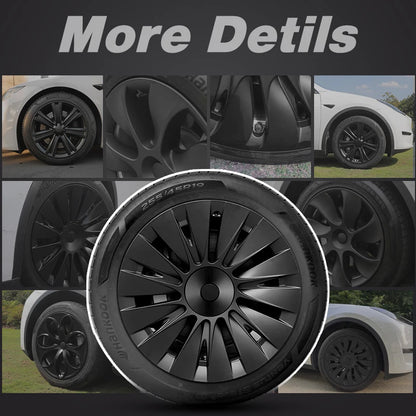 4PCS Tesla Model Y Full Coverage Wheel Covers - 19 Inch Hubcaps for 2019-2024 Vehicles, Blade Design - Automobile Replacement Accessories