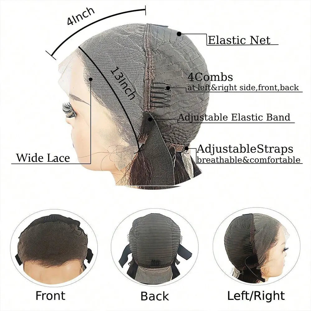 Chocolate Brown Deep Wave Lace Frontal Wig - 13x4 Transparent Lace 34 Inch Human Hair Curly Wig 250% Density