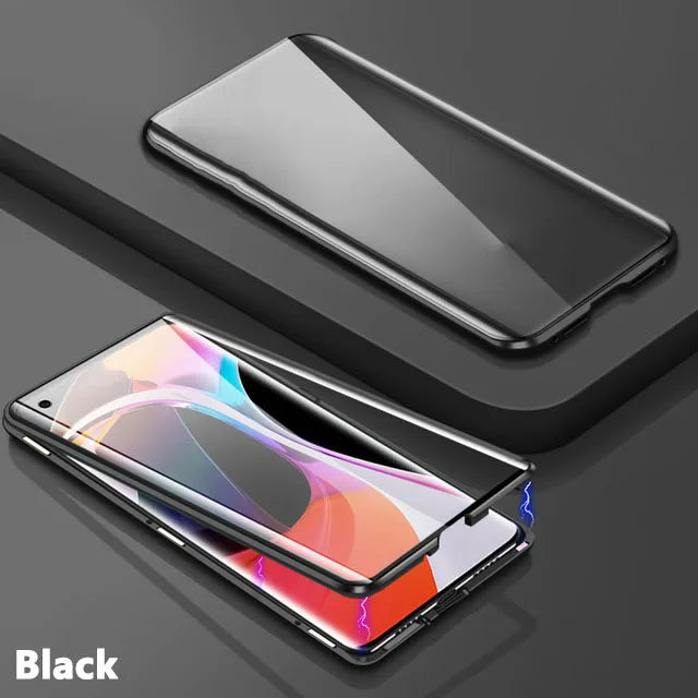 Metal Magnetic Phone Case - Double Sided Glass Protective Cover for Samsung Galaxy S23 S22 S21 Ultra Plus S20 FE A54 A53 A52 A71 A51 A34