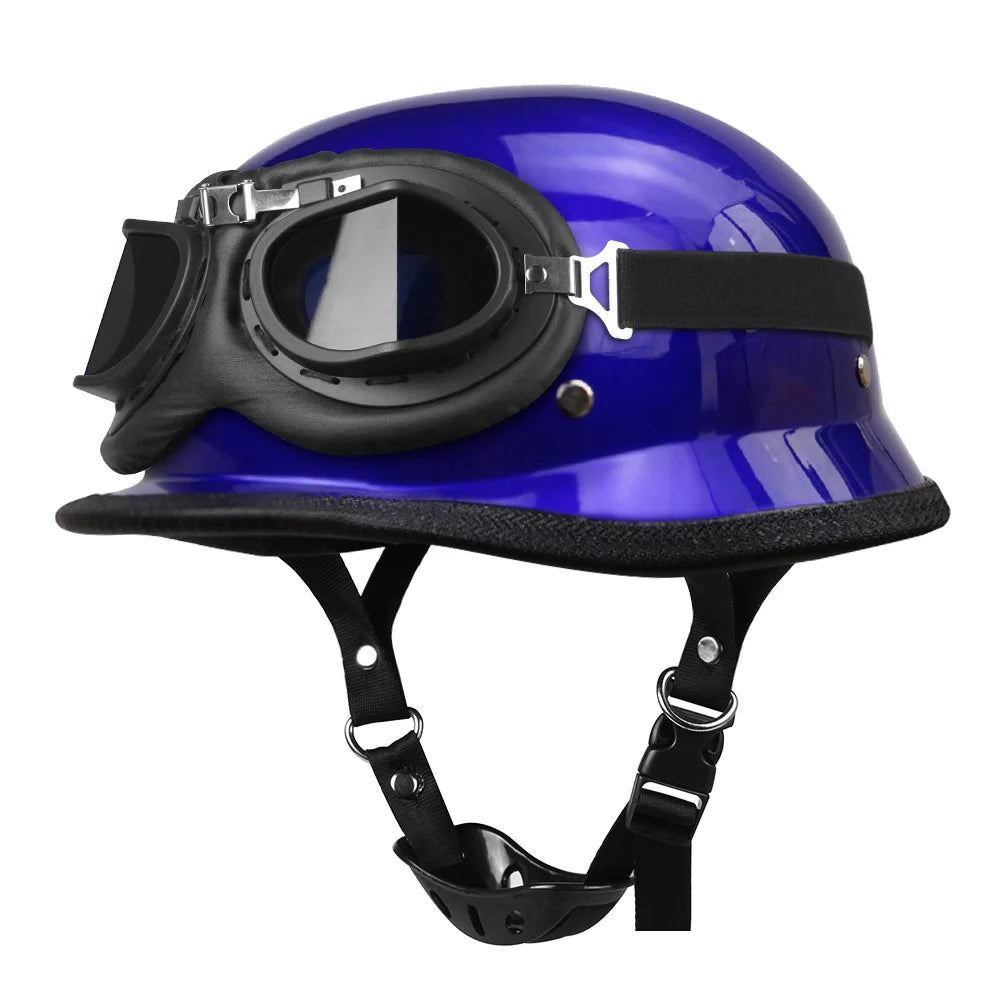 German Leather Motorcycle Half Helmet - Vintage Open Face Biker Helmet, DOT Certified, Casco Moto for S-XXL Sizes