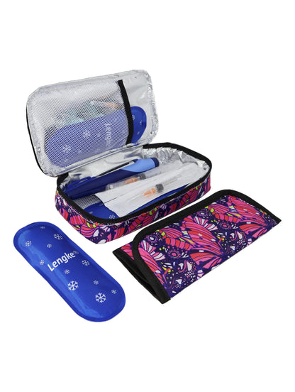 Large Portable Insulin Cooler Bag – Lightweight Boho Flower Print Travel & Outdoor Camping Medical Cooler