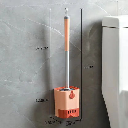 Wall-Mounted Toilet Brush Set – Long Handle Flexible Bathroom Cleaning Tool with Holder