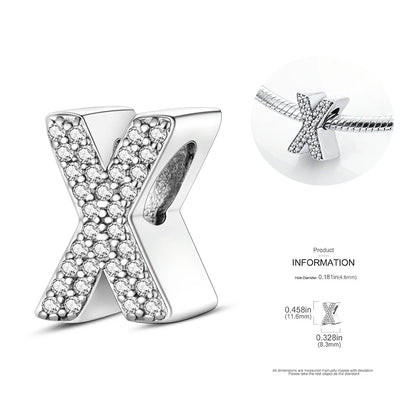 26 A-Z Alphabet Beads 925 Silver LOVE Letter Charms for 3mm Bracelets - CZ Zircon DIY Jewelry Gift