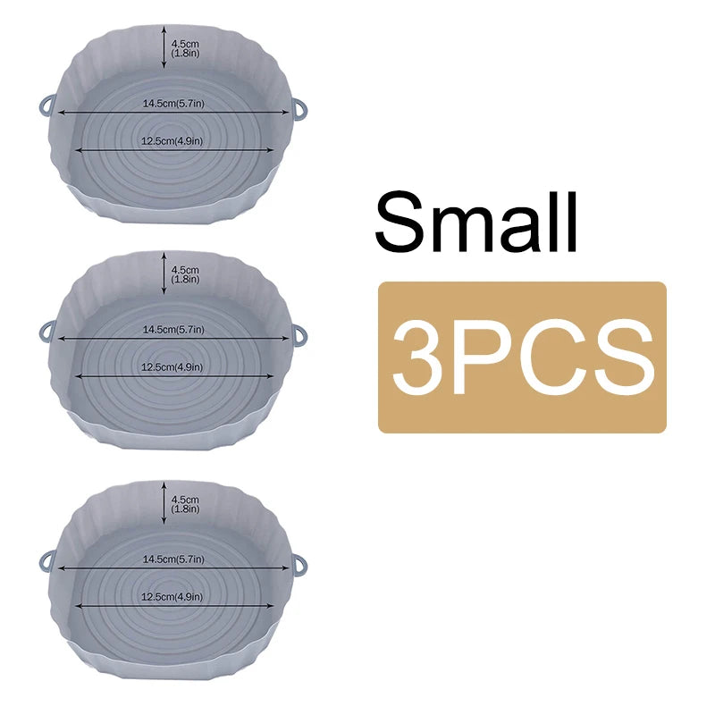 Reusable Air Fryer Silicone Pot & Baking Tray – 1/2/3PCS Basket for Pizza, Fried Chicken, Grill & Kitchen Use