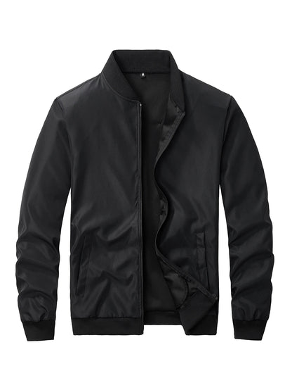 2024 Men's Spring Autumn Jacket – Short Loose Baseball Collar, Solid Color, Business Casual Thin Coat