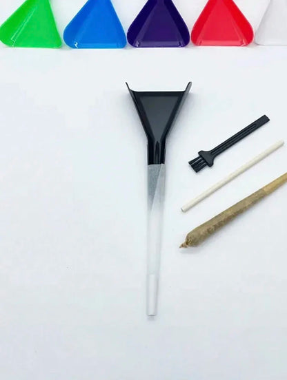 Pre-Rolled Cone Loader Set - Tobacco Filling Funnel Tool with Cleaning Brush & Press Rod