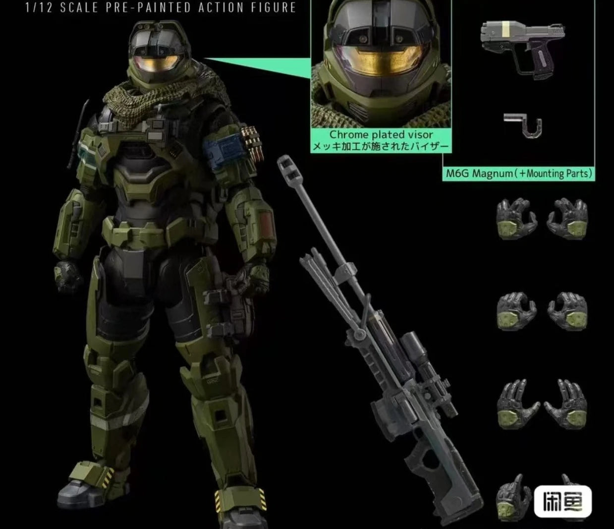 18cm Master Chief PVC Action Figure – 1/12 Articulated Collectible Model Toy with 2 Signs