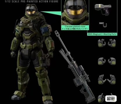 18cm Master Chief PVC Action Figure – 1/12 Articulated Collectible Model Toy with 2 Signs