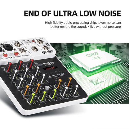 Debra V8 8-Channel Audio Mixer – Bluetooth & USB Mixer with 48V Phantom Power, Delay/Repeat Effects for PC Recording & Sound Console