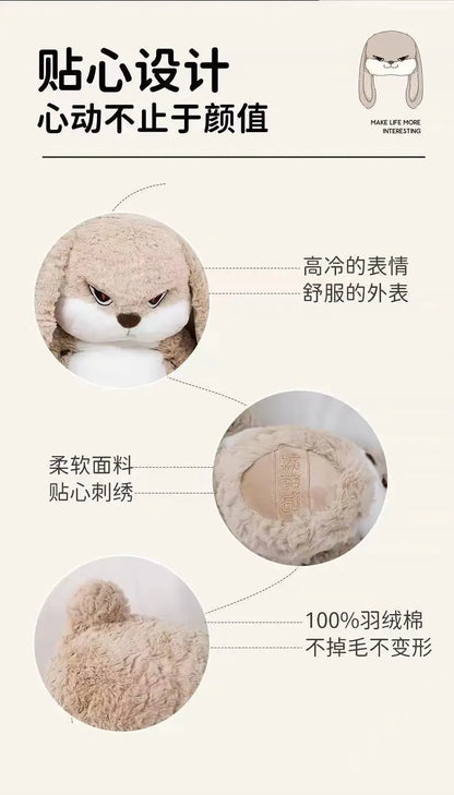 Large Angry Rabbit Plush Toy – Cute Kawaii Stuffed Animal Doll, Soft Plush for Room Decor & Birthday Gifts