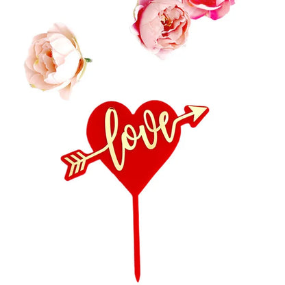 Big Red Love Cake Topper – Acrylic Wedding & Engagement Party Decoration, Valentine’s Day Love Cake Topper