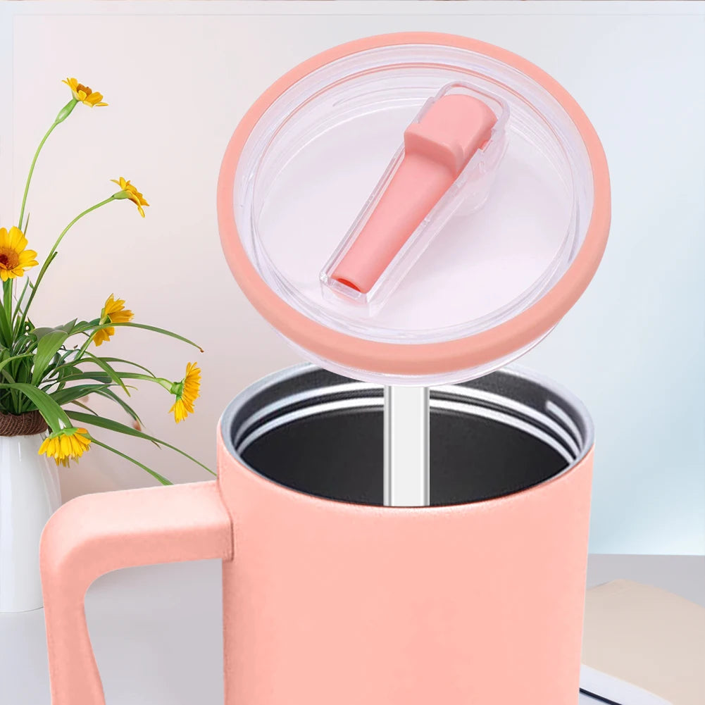 40oz Tumbler Flip Straw Lid – Spill-Proof, Reusable Replacement Cover for Stanley Cups
