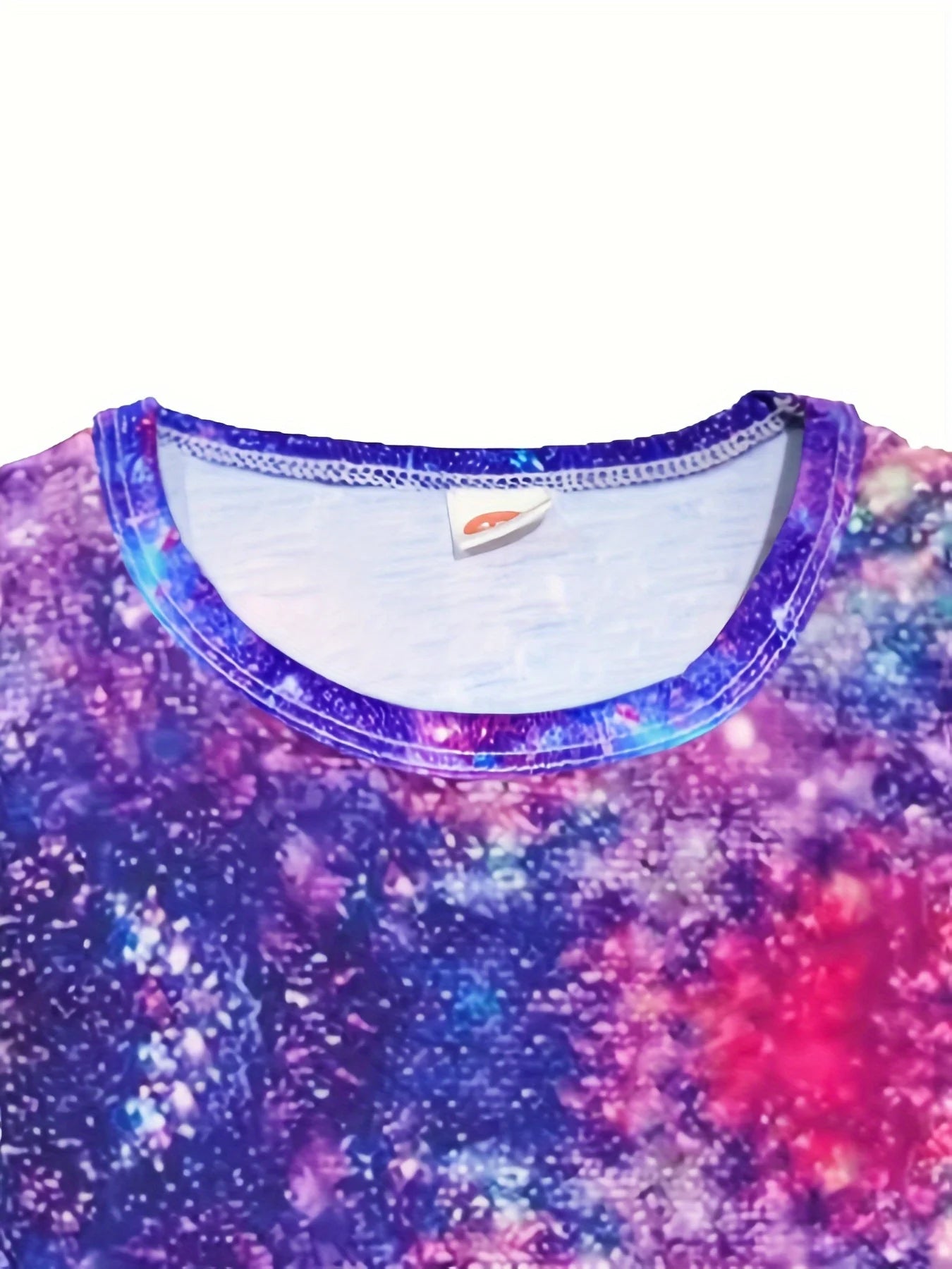 Girls Starry Unicorn Dress – Digital Print, Round Neck, Short Sleeve Casual Party Dress