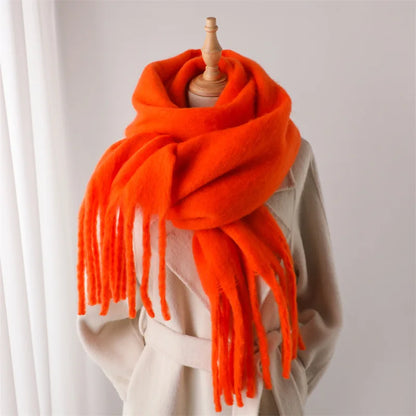 2025 Women’s Winter Scarf – Thick Warm Pashmina Shawl Wrap, Solid Color Cashmere Tassel Hijab Stole