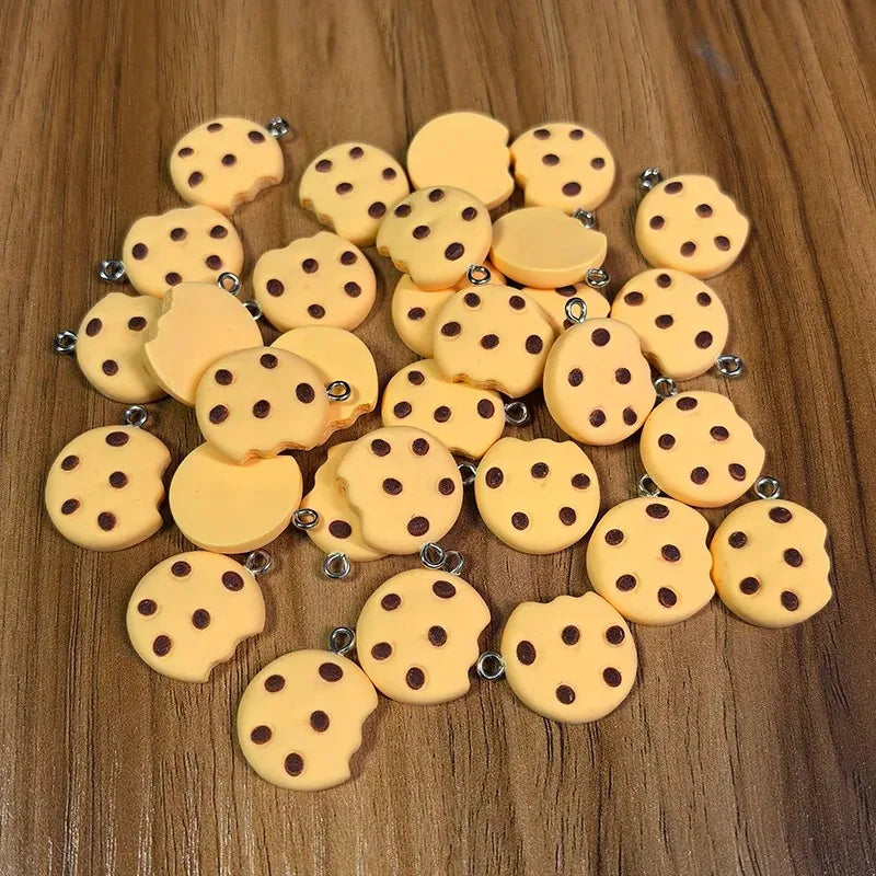 Broken Cookie Resin Charms - 10pcs Cute Cartoon Snack Pendants for DIY Jewelry Making