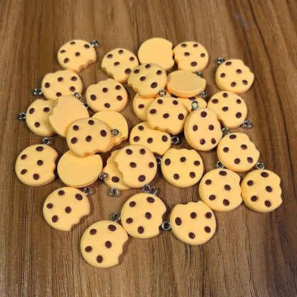 Broken Cookie Resin Charms - 10pcs Cute Cartoon Snack Pendants for DIY Jewelry Making