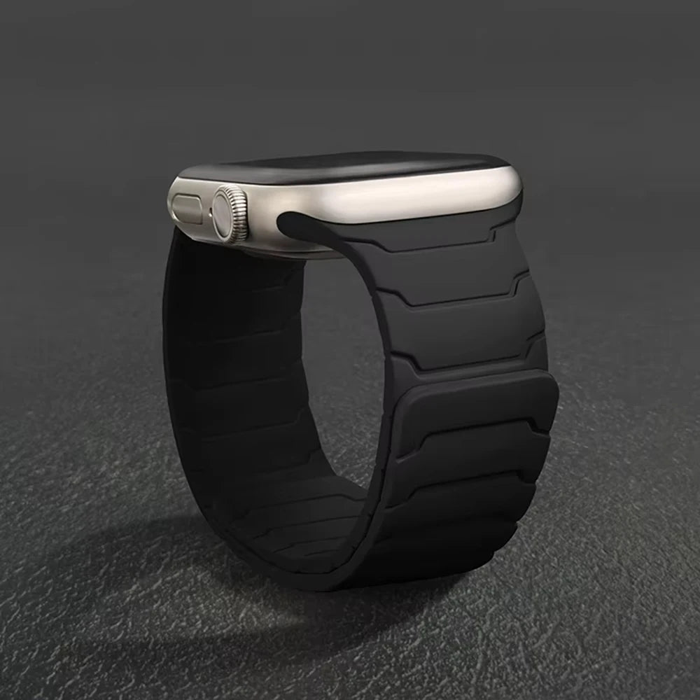 Silicone Magnetic Strap for Apple Watch - Adjustable Band for 49mm/46mm/45mm/44mm/42mm/41mm/40mm Series Ultra, SE & More