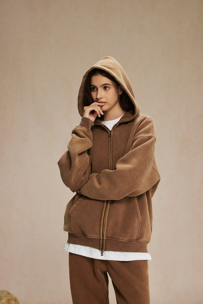 Batik Fleece Zipper Hoodie – Warm Ethnic Style Zip-Up Sweatshirt