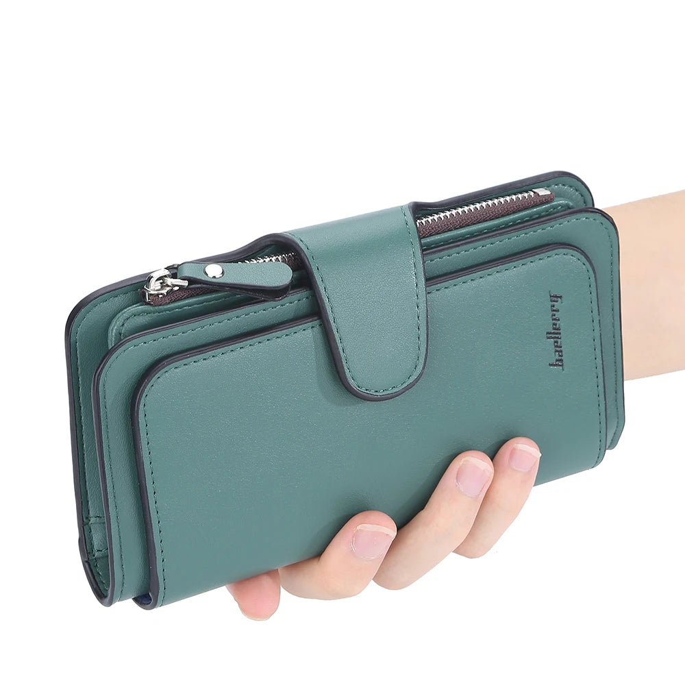 2024 Women’s Long Wallet – Custom Name Engraving, 15 Card Holders & Zippered Classic Purse