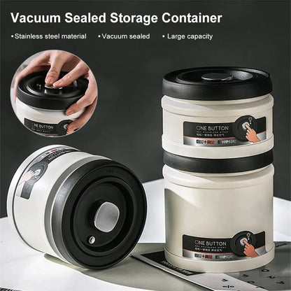 Stainless Steel Coffee Bean Vacuum Sealed Canister — Airtight Storage Tank for Grains, Tea, Nuts & Kitchen Organization
