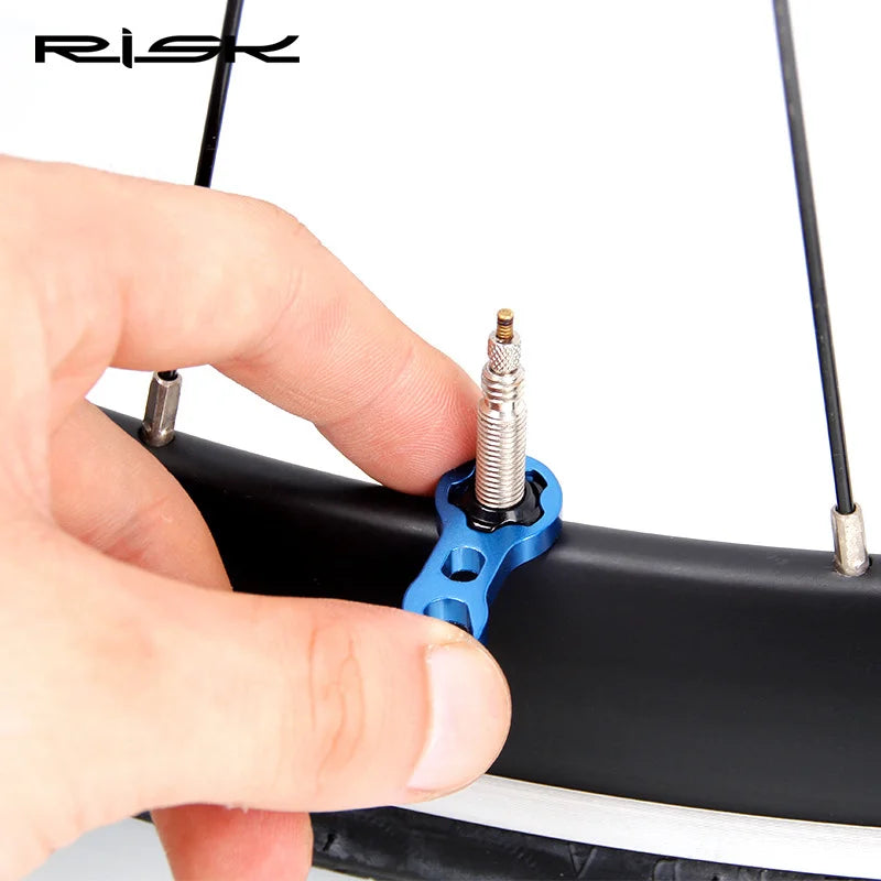 RISK MTB & Road Bike Tubeless Tire Valve Cap – Presta Valve Nut with Vacuum Lock and Installation Wrench for Mountain & Road Bikes