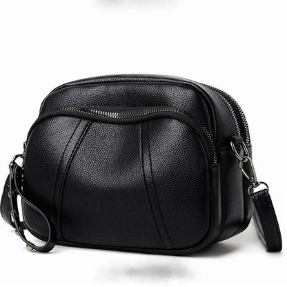 Women's Rivet Zipper Crossbody Bag – Solid Color Soft Leather Mobile Phone Shoulder Purse