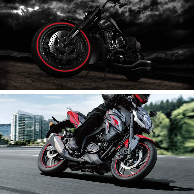 Reflective Motorcycle Wheel Rim Stripe Tape - 17" & 18" Waterproof Tire Stickers for Moto Styling & Decoration