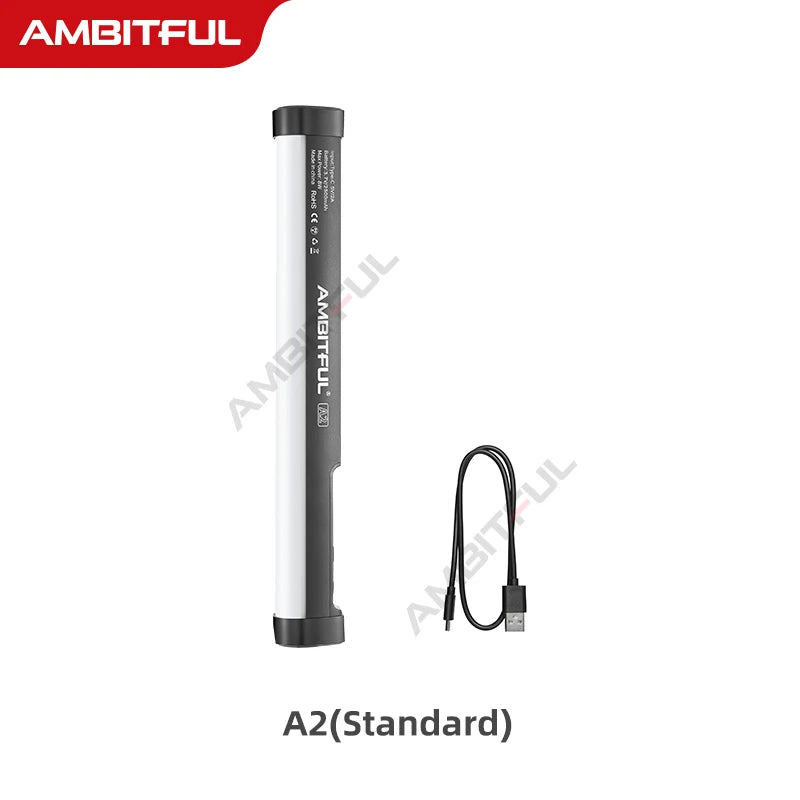 AMBITFUL A2 RGB LED Video Light Stick – 2500K-8500K Adjustable Tube Light with CRI 95+ TLCI 97, App Control, Magnetic Design & Built-in Battery