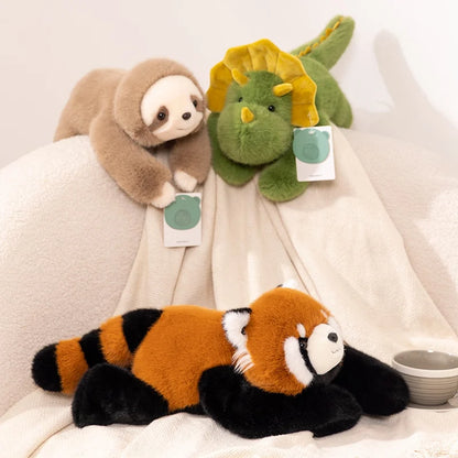 30-65cm Kawaii Forest Animal Plush Dolls – Soft Long-Arm Raccoon, Dinosaur, Sloth, Panda & Koala Pillow Toys for Home Decor