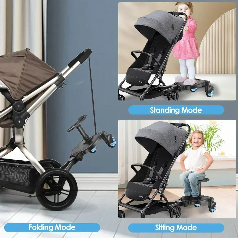 Universal Stroller Step Board Adapter – Seat for Second Child, Jogger, Twin Stroller, Scooter & Baby Pram Hitch Accessory