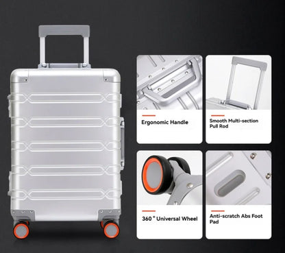 2024 Large Capacity Luggage Sets - Durable Aluminum Suitcase for Women - Carry-On Boarding Travel Options 20/24/29 Inch