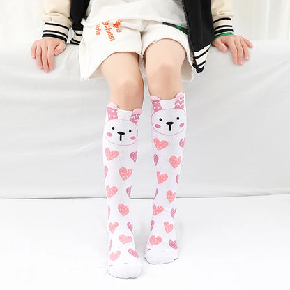 Cute Cartoon Animal Knee-High Socks for Babies & Kids – Warm Cotton Ankle & Over-Knee Socks for Girls