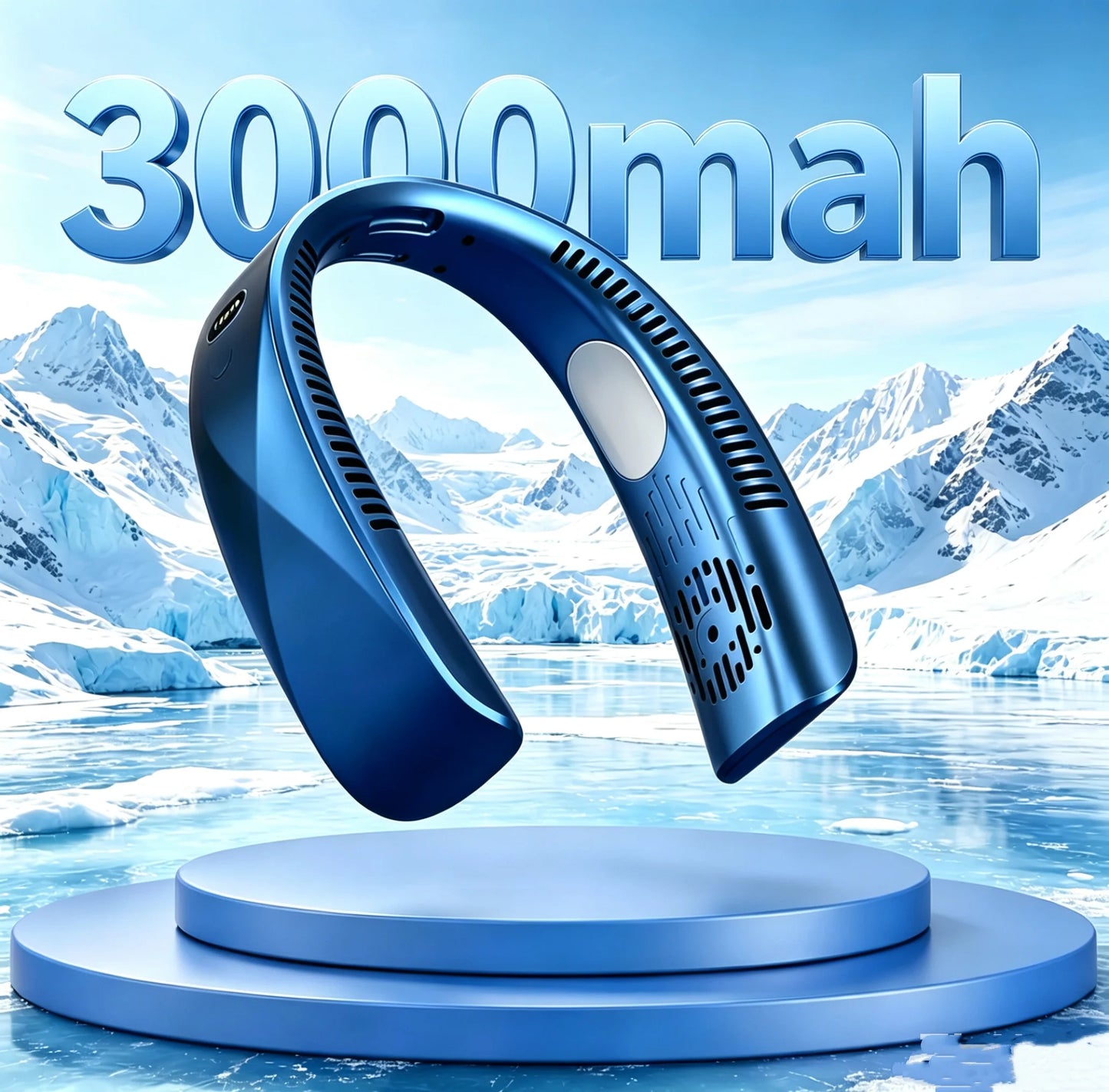 8000mAh USB Neck Fan - Portable Bladeless Rechargeable Cooling Fan with LED Display for Outdoor & Handheld Use