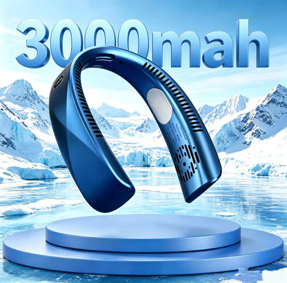 8000mAh USB Neck Fan - Portable Bladeless Rechargeable Cooling Fan with LED Display for Outdoor & Handheld Use
