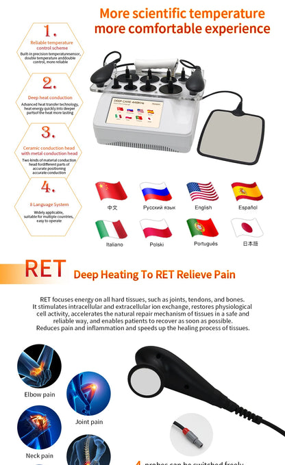 Portable INDIBA 448k RF Therapy Device | Deep Warm Physical Therapy for Pain Relief, Skin Firming & Weight Loss