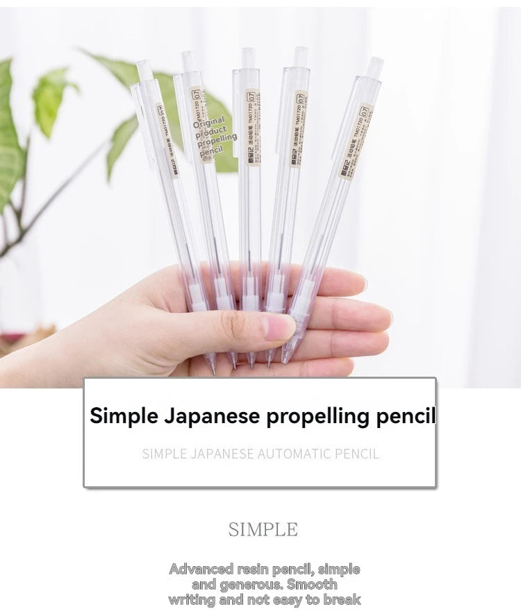 5-Piece White Mechanical Pencil Set - 0.5mm and 0.7mm Automatic Pencils for School and Office Supplies