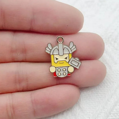10-Piece Cartoon Alloy Pendant Set - Oil Drop Charms for DIY Earrings, Jewelry Making, and Keychain Accessories